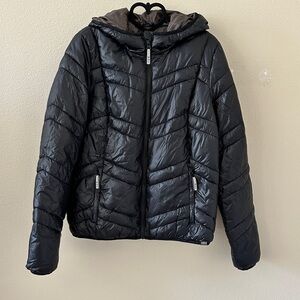 Marc New York Black Puffer Packable Hooded Jacket Size L
